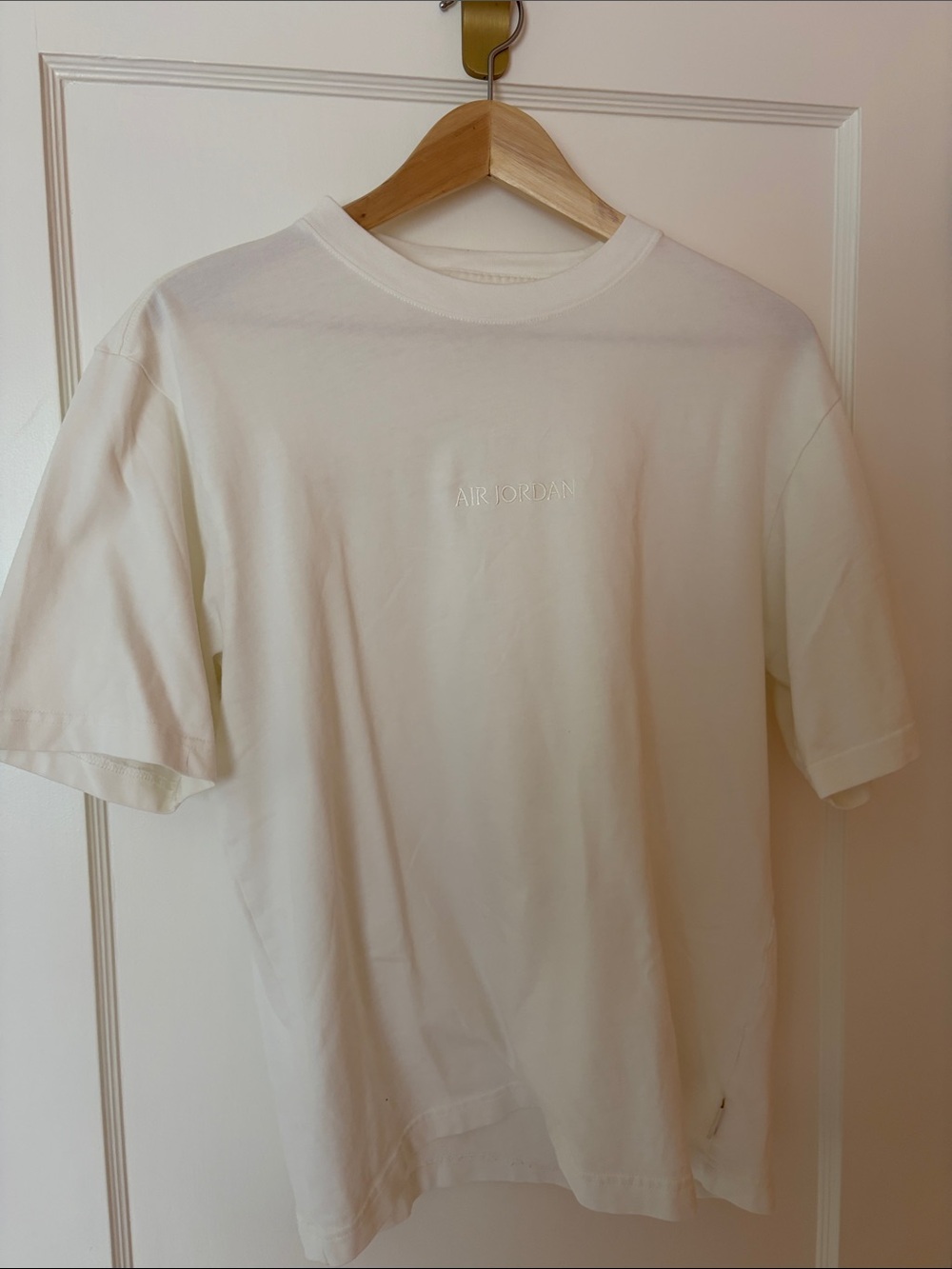 Jordan Cream Short Sleeve Crewneck T-Shirt with Subtle Logo - Picture 2 of 4